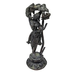 Vintage‎ Brass Hindu Goddess Figurine Spiritual Meditation Altar Gift Decor